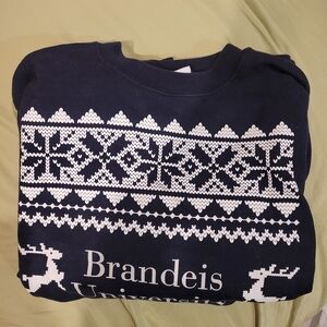Champion Navy Crewneck Sweater with White Fair Isle Pattern